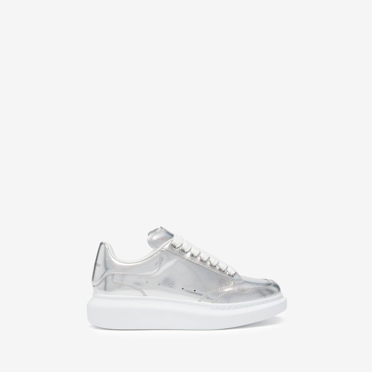 Alexander McQueen Women's Silver Oversized Sneaker - 5.5 (Calf Leather)